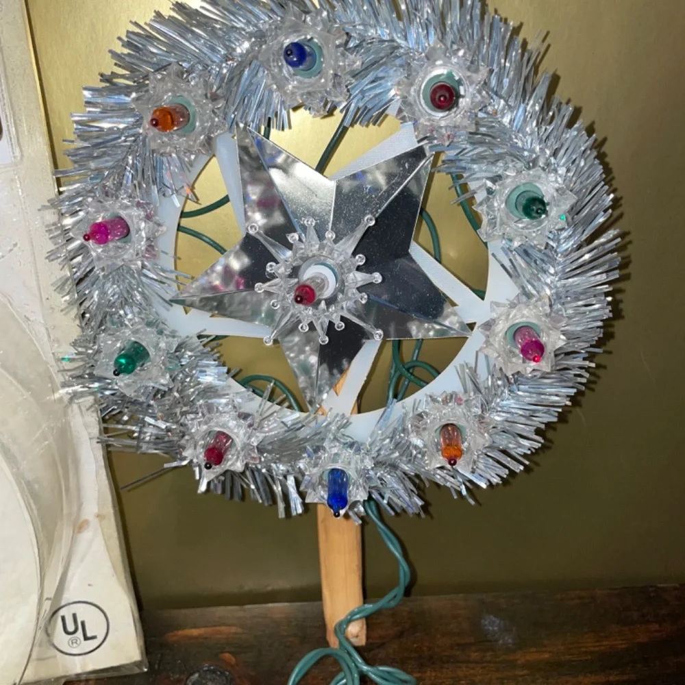 Holiday Accents Christmas Multi Color 11 Flashing Light Tree Star‎ Topper tinsel